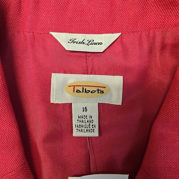 NWT Talbots 100% Irish Linen Blazer Jacket Womens Size 16 Barbie Pink Deadstock - Picture 6 of 8